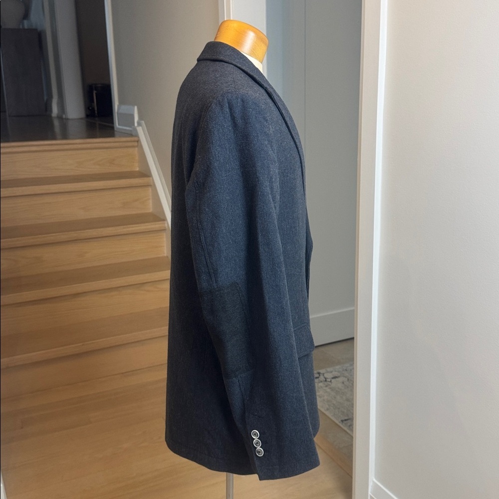 Bugatti Flexcity Blue Charcoal Blazer – Size 42R – Wool Blend Elbow Patch - Picture 5 of 11